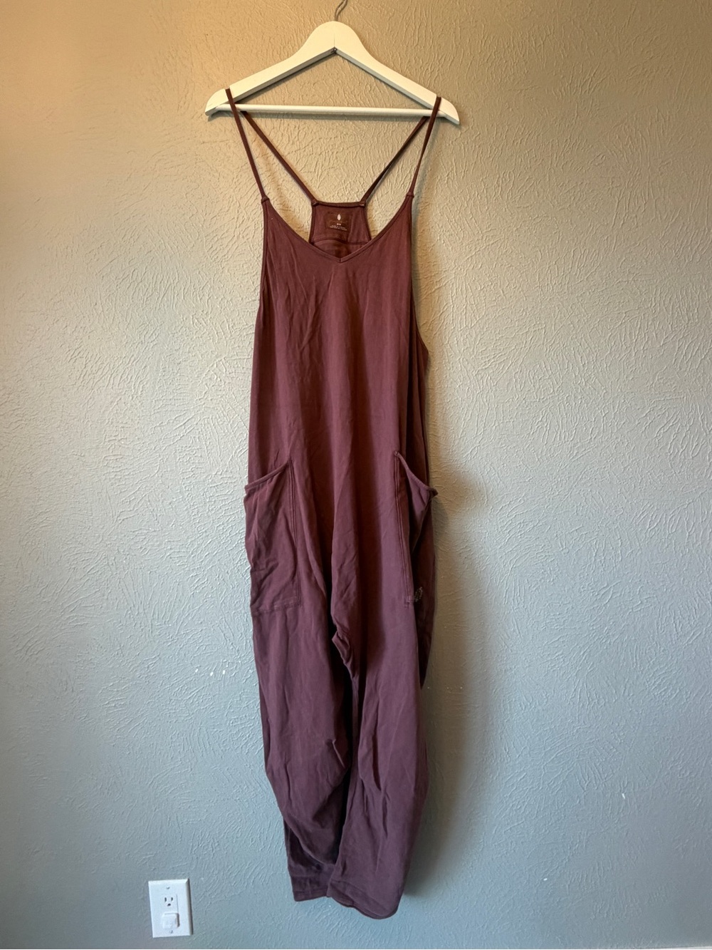 Free People Plum Spaghetti-Strap Relaxed Jumpsuit